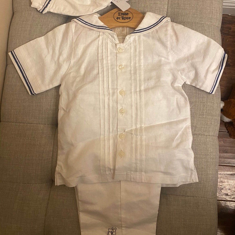 NWT Adorable Baby boy linen/cotton sailor outfit!